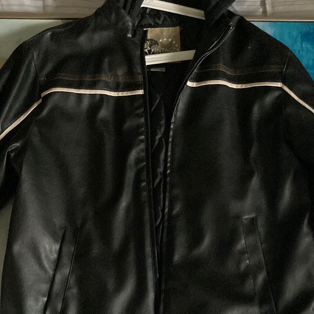 Black faux leather jacket vintage72 brand